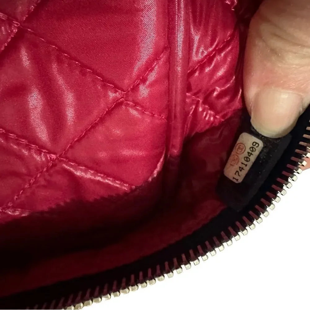 Chanel extra large zip around canvas clutch